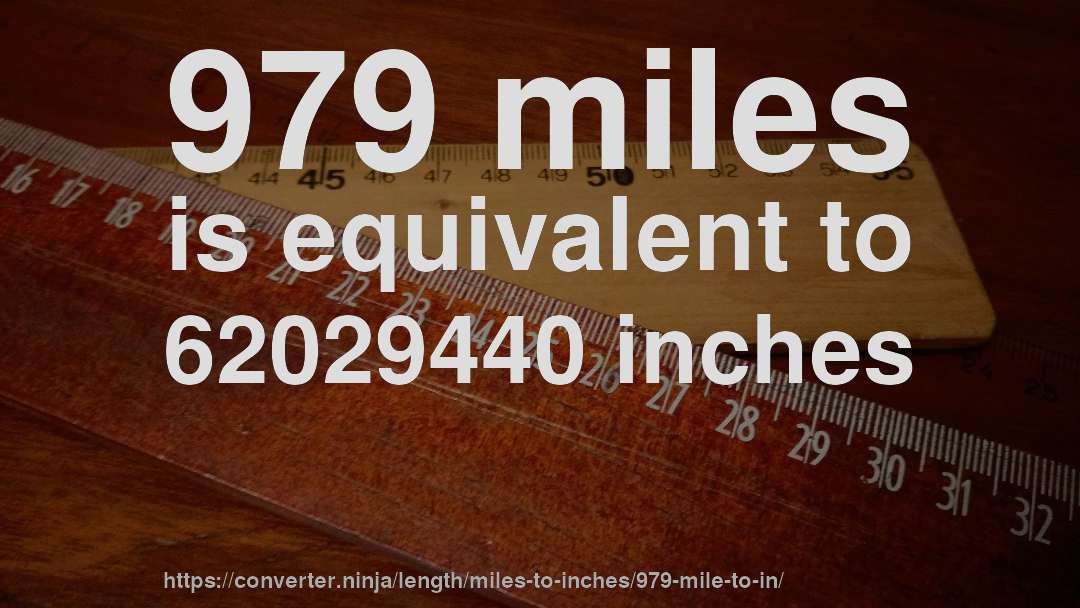 979 miles is equivalent to 62029440 inches