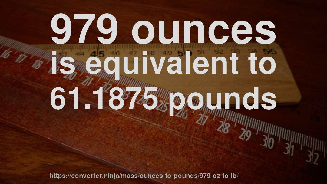 979 ounces is equivalent to 61.1875 pounds
