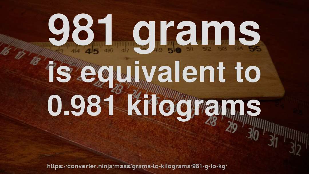 981 grams is equivalent to 0.981 kilograms