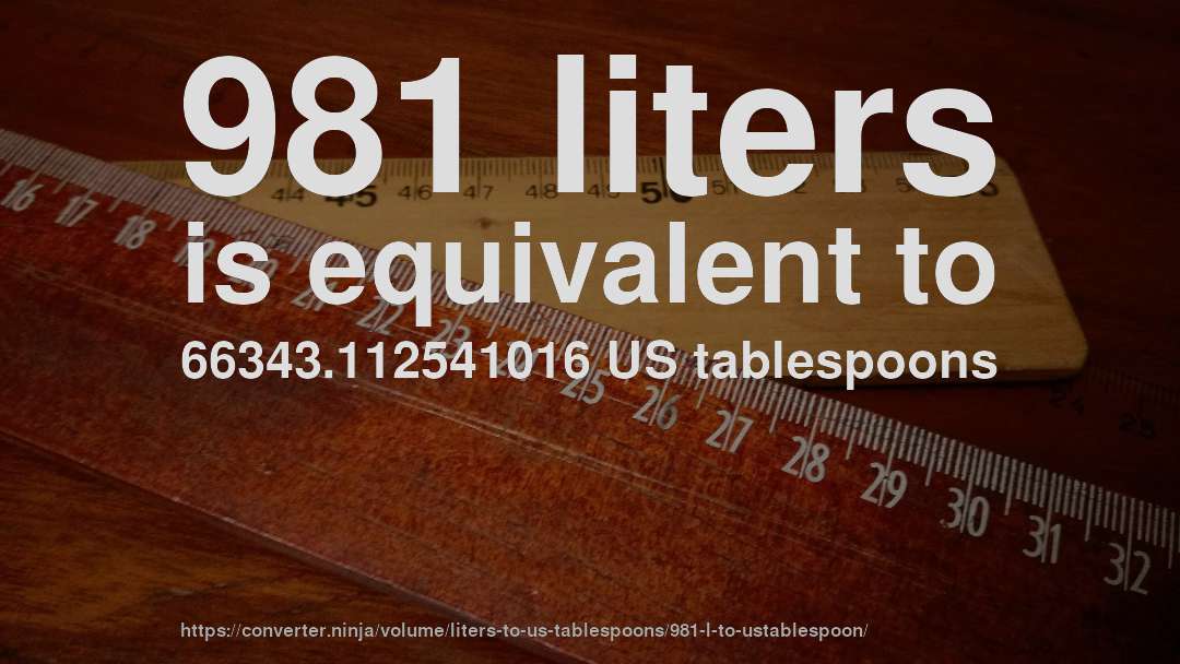 981 liters is equivalent to 66343.112541016 US tablespoons