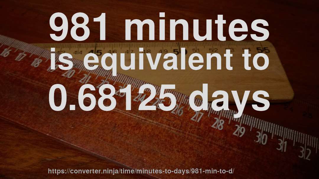 981 minutes is equivalent to 0.68125 days
