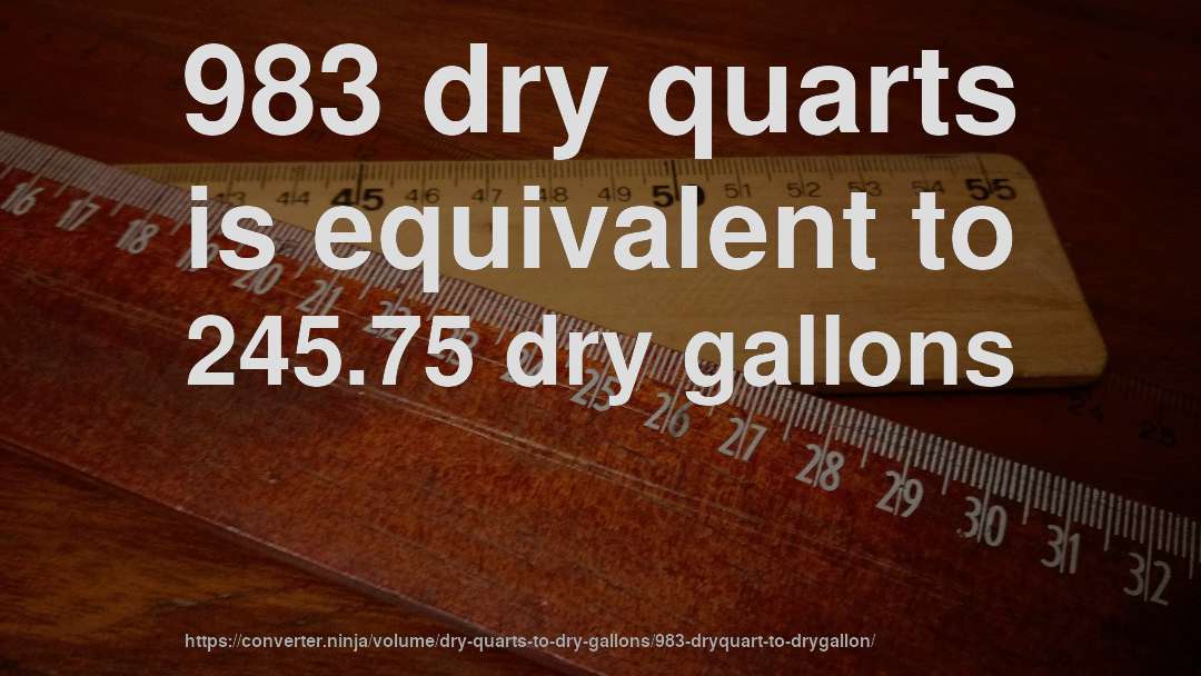 983 dry quarts is equivalent to 245.75 dry gallons