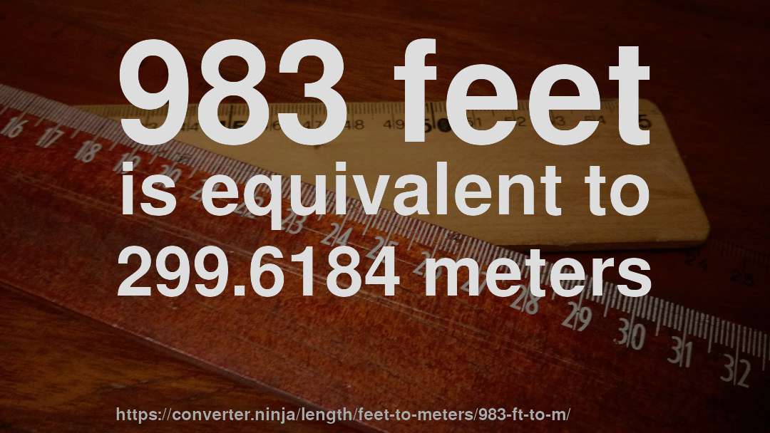 983 feet is equivalent to 299.6184 meters
