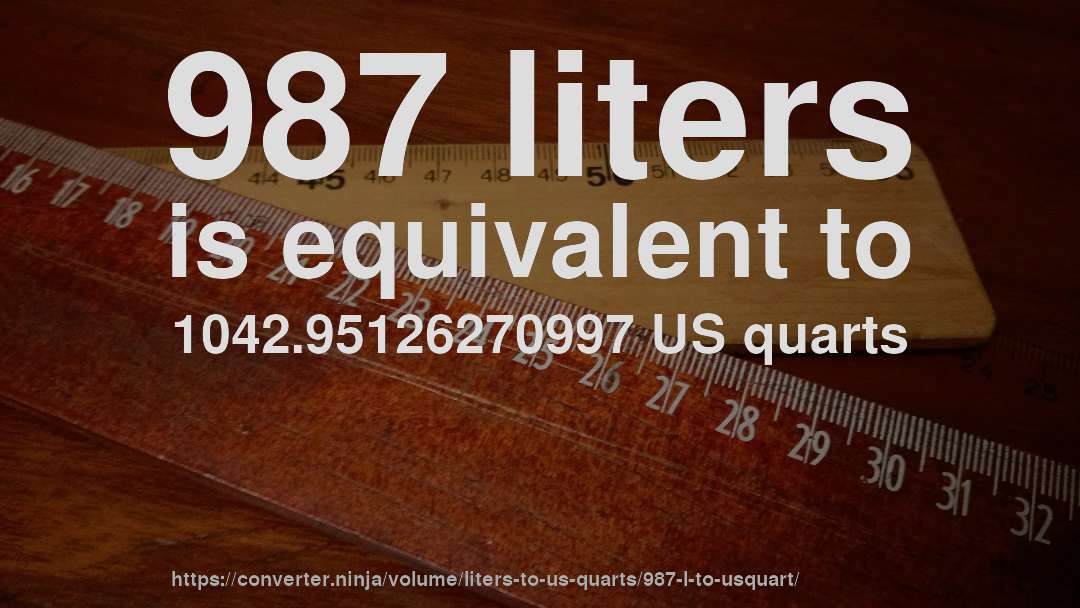987 liters is equivalent to 1042.95126270997 US quarts