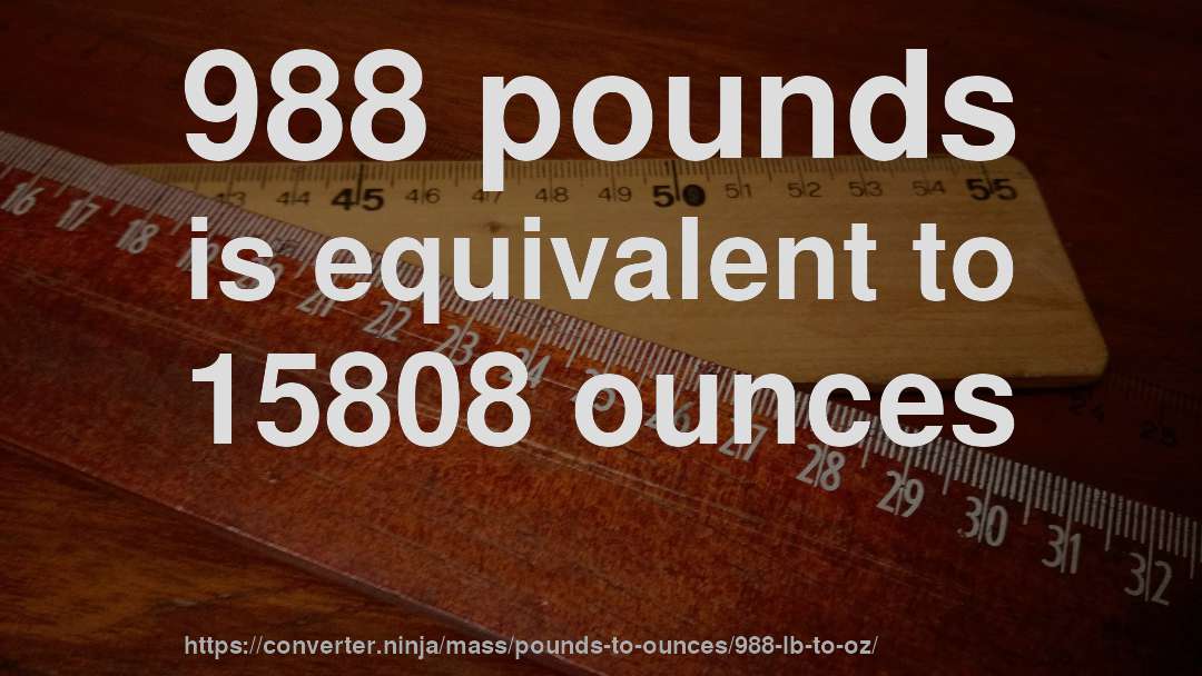 988 pounds is equivalent to 15808 ounces