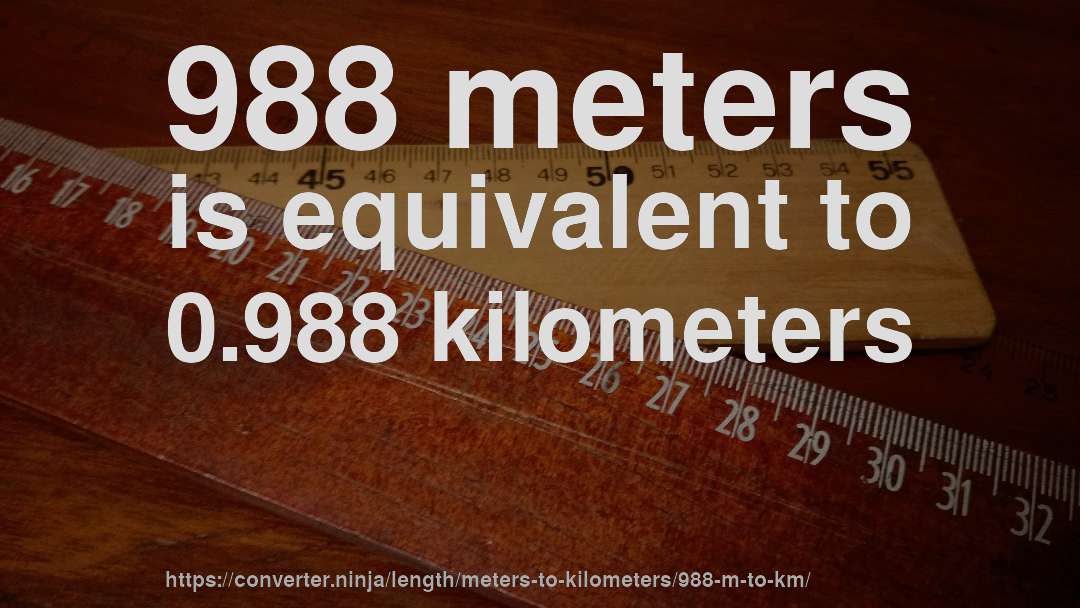 988 meters is equivalent to 0.988 kilometers