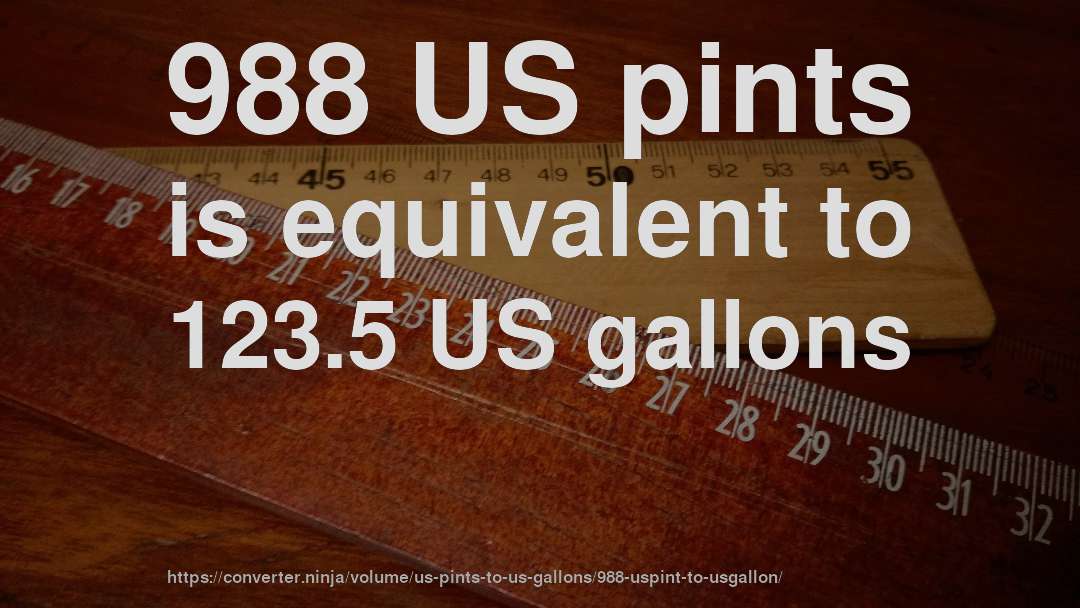 988 US pints is equivalent to 123.5 US gallons