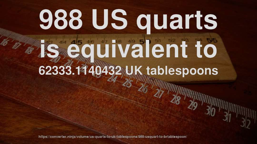988 US quarts is equivalent to 62333.1140432 UK tablespoons