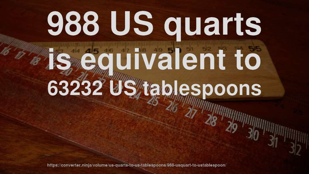 988 US quarts is equivalent to 63232 US tablespoons