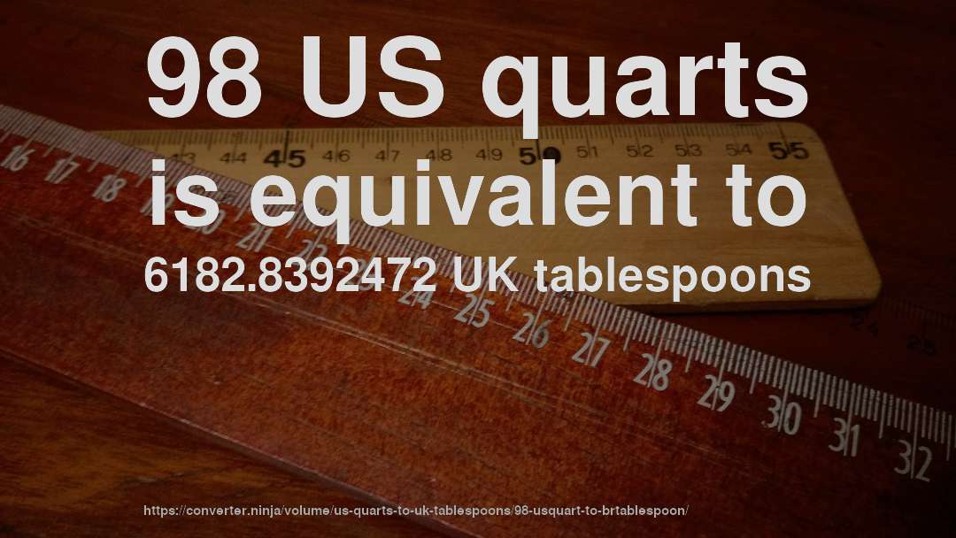 98 US quarts is equivalent to 6182.8392472 UK tablespoons