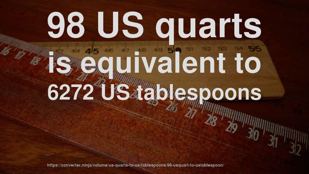 98 US quarts is equivalent to 6272 US tablespoons