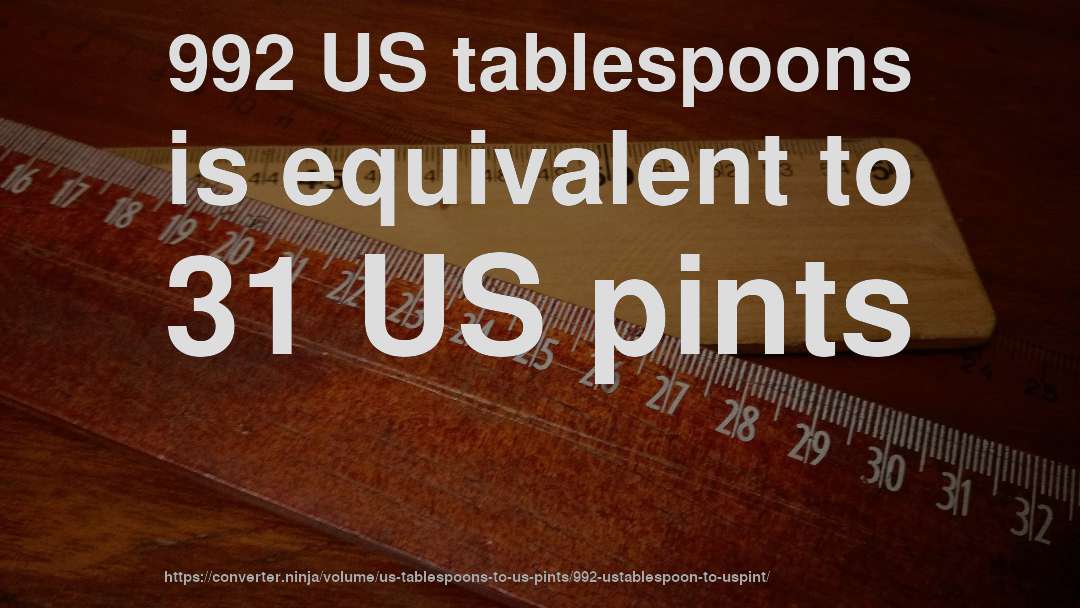 992 US tablespoons is equivalent to 31 US pints