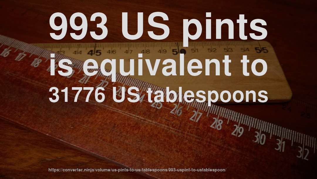 993 US pints is equivalent to 31776 US tablespoons