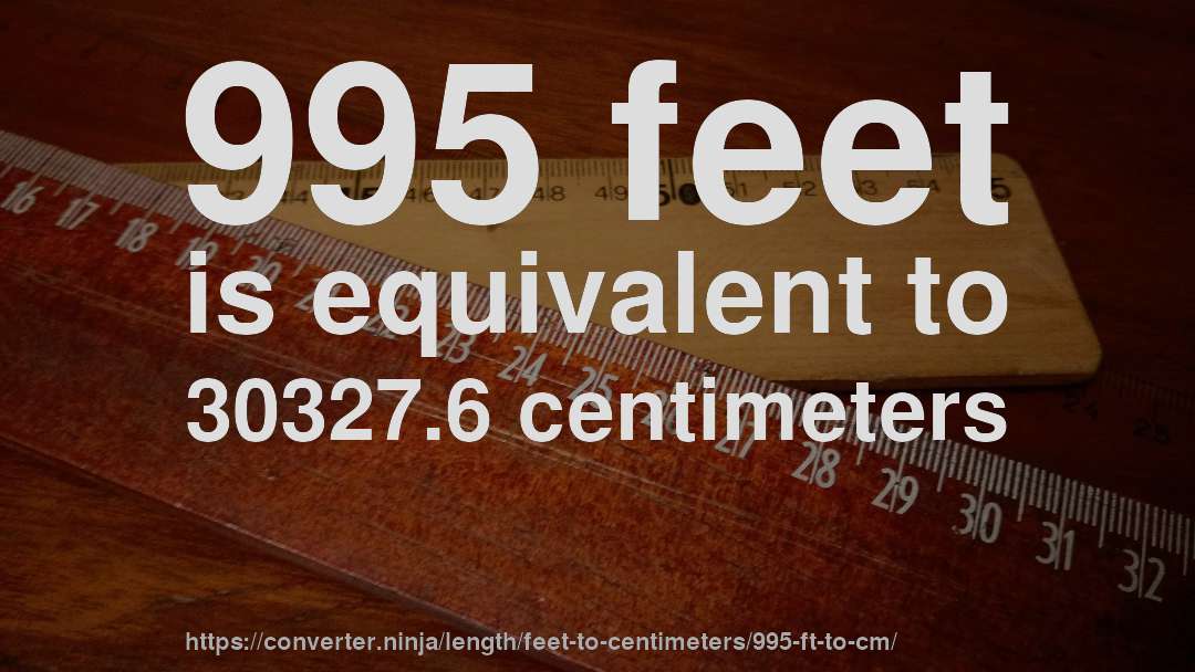 995 feet is equivalent to 30327.6 centimeters