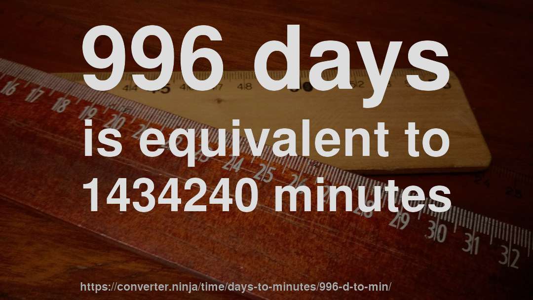 996 days is equivalent to 1434240 minutes