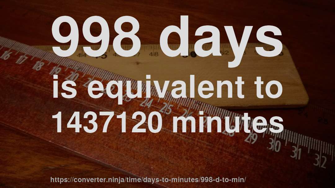 998 days is equivalent to 1437120 minutes