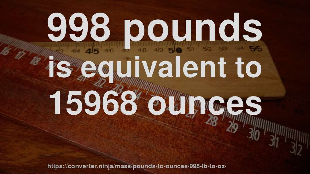 998 pounds is equivalent to 15968 ounces