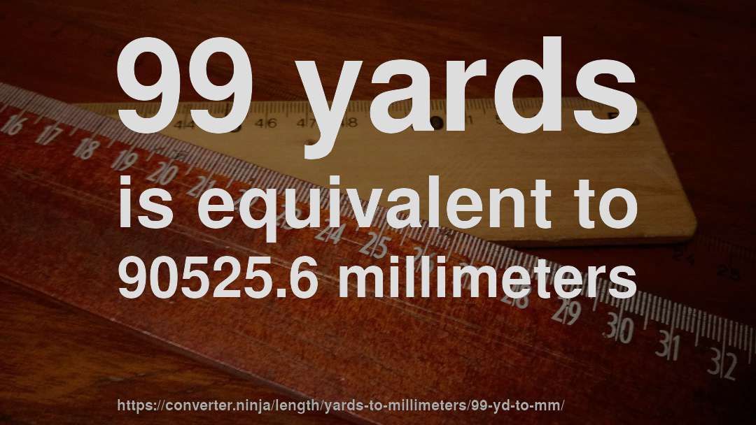 99 yards is equivalent to 90525.6 millimeters