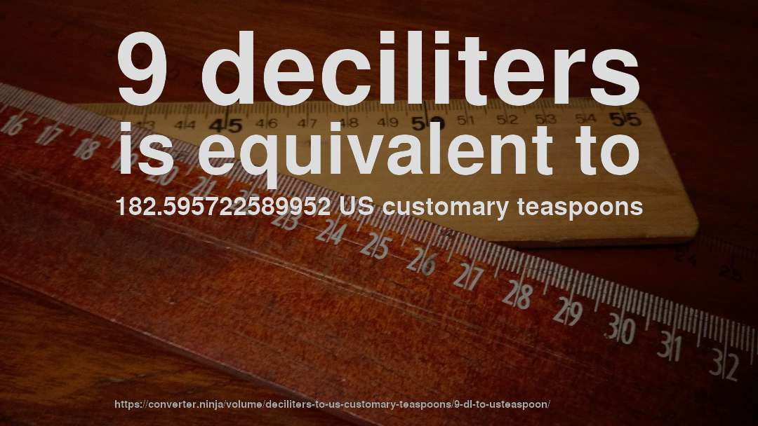 9 deciliters is equivalent to 182.595722589952 US customary teaspoons