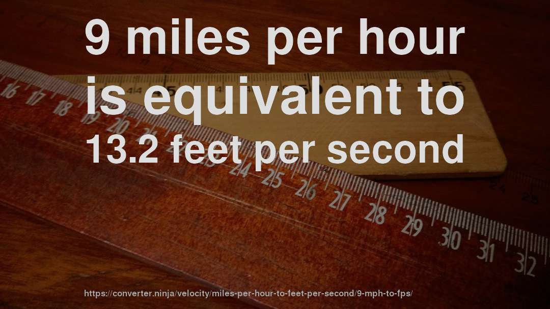 9 miles per hour is equivalent to 13.2 feet per second